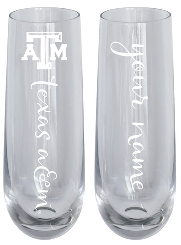 Texas A&M Aggies Customizable 10 oz Engraved Champagne Flute – Officially Licensed Product 