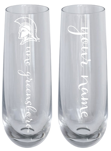 North Carolina Greensboro Spartans Customizable 10 oz Engraved Champagne Flute – Officially Licensed Product 