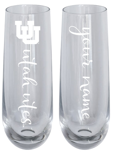 Utah Utes Customizable 10 oz Engraved Champagne Flute – Officially Licensed Product 