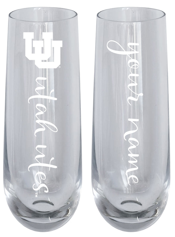 Utah Utes Customizable 10 oz Engraved Champagne Flute – Officially Licensed Product 