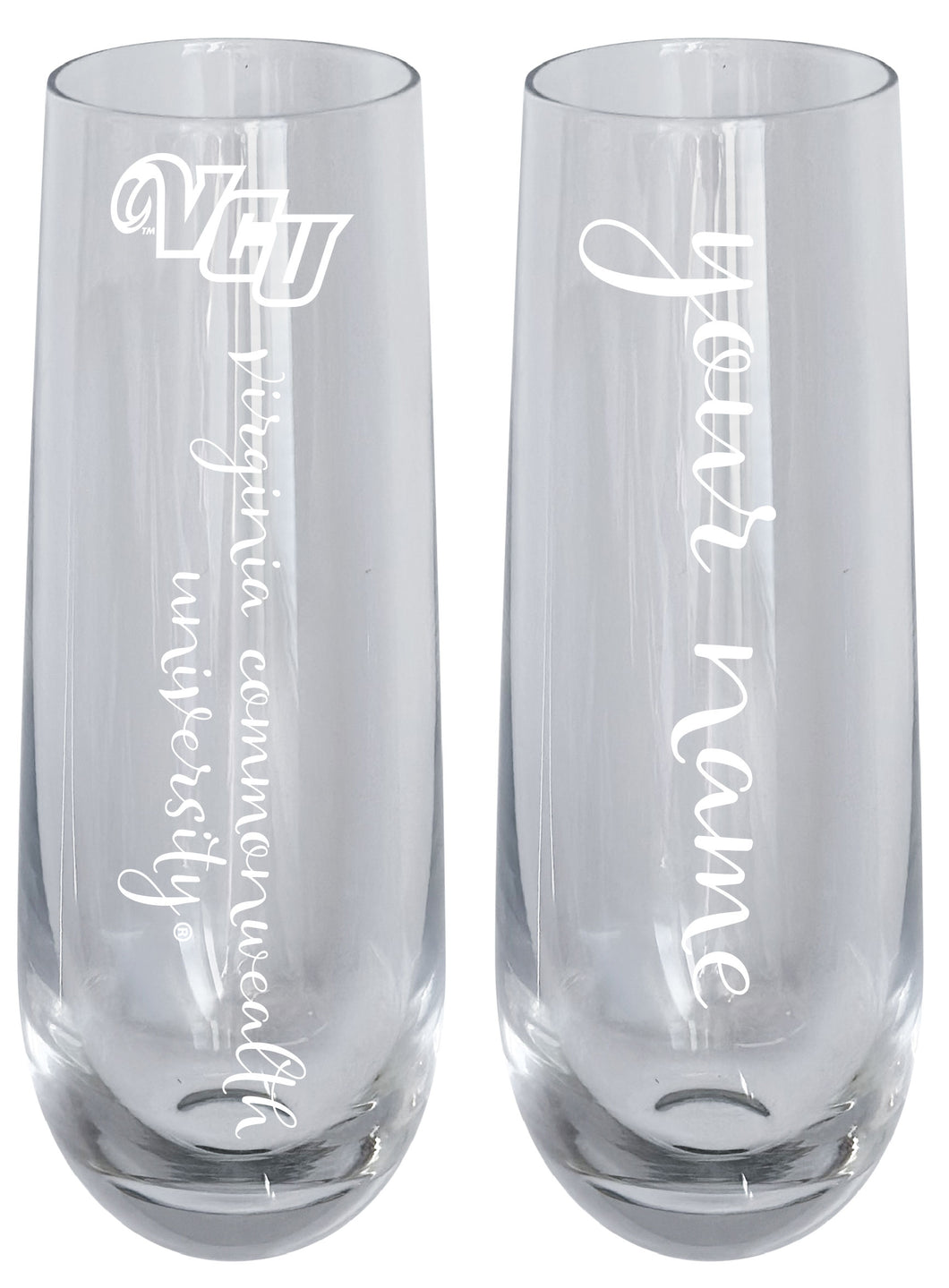 Virginia Commonwealth Customizable 10 oz Engraved Champagne Flute – Officially Licensed Product 