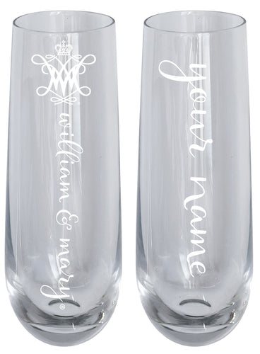 William and Mary Customizable 10 oz Engraved Champagne Flute – Officially Licensed Product 