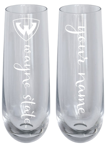 Wayne State Customizable 10 oz Engraved Champagne Flute – Officially Licensed Product 