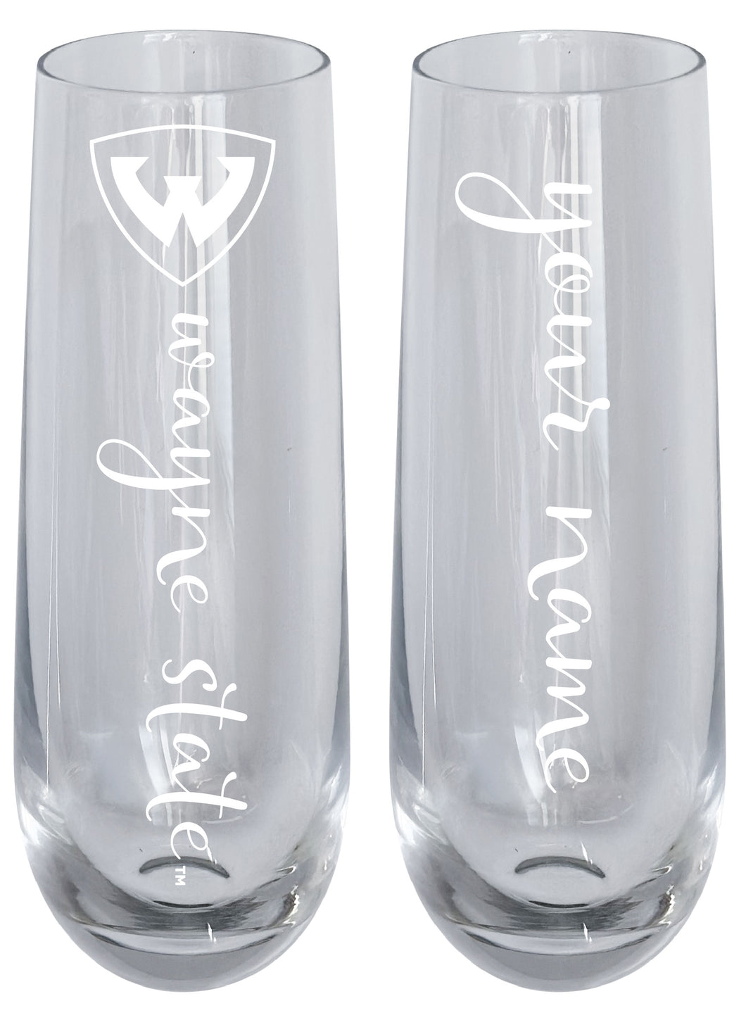 Wayne State Customizable 10 oz Engraved Champagne Flute – Officially Licensed Product 