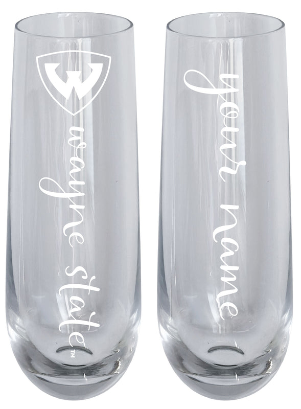 Wayne State Customizable 10 oz Engraved Champagne Flute – Officially Licensed Product 