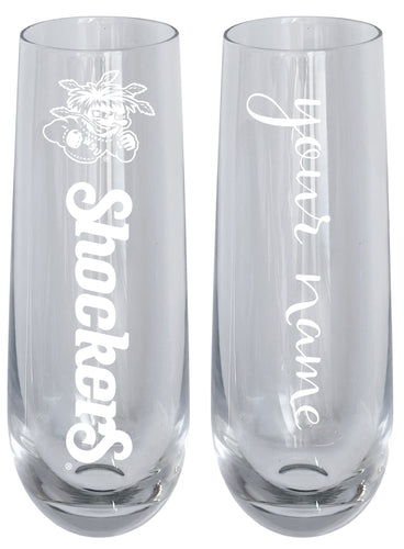 Wichita State Shockers Customizable 10 oz Engraved Champagne Flute – Officially Licensed Product 