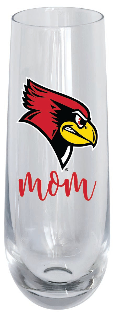 Illinois State Redbirds 10oz Stemless Flute Mom Design Officially Licensed 2-Pack