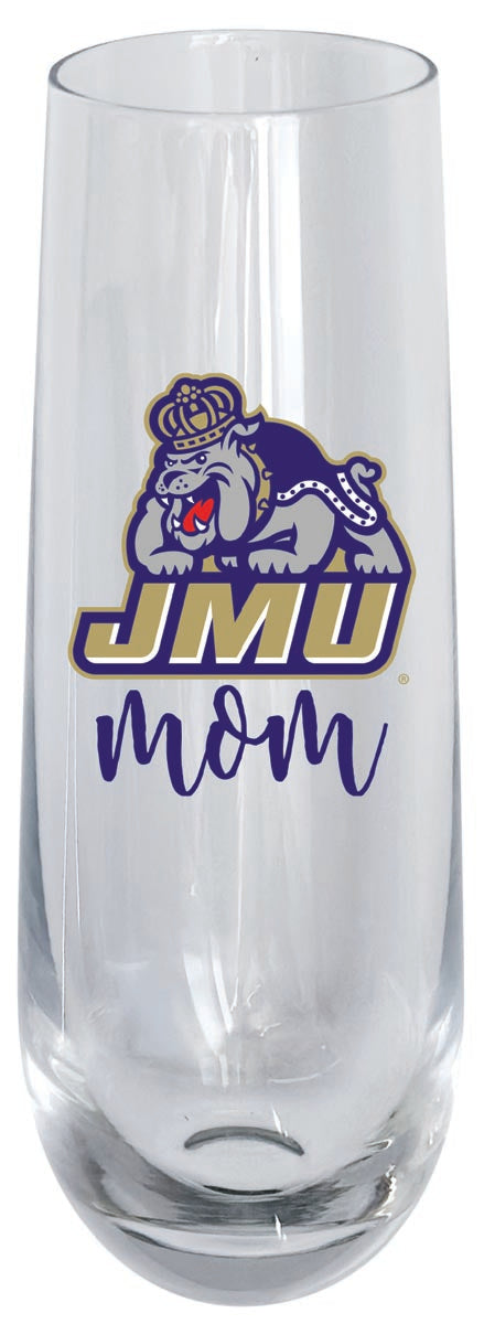 James Madison Dukes 10oz Stemless Flute Mom Design Officially Licensed 4-Pack