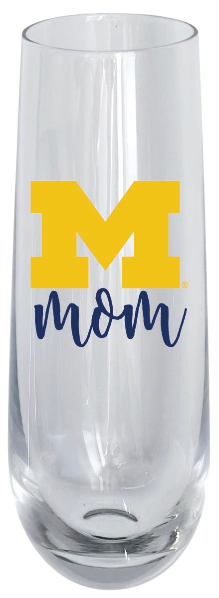 Michigan Wolverines 10oz Stemless Flute Mom Design Officially Licensed Single