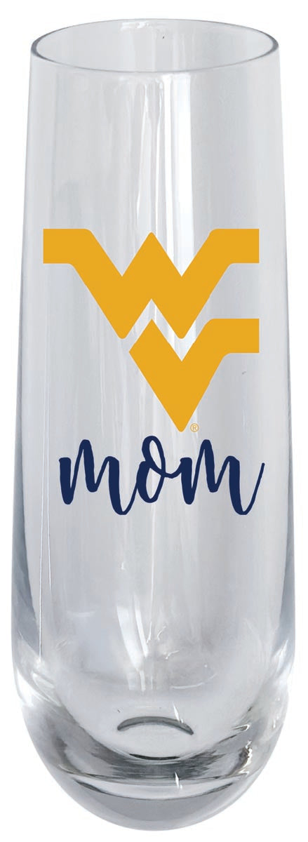 West Virginia Mountaineers 10oz Stemless Flute Mom Design Officially Licensed 2-Pack