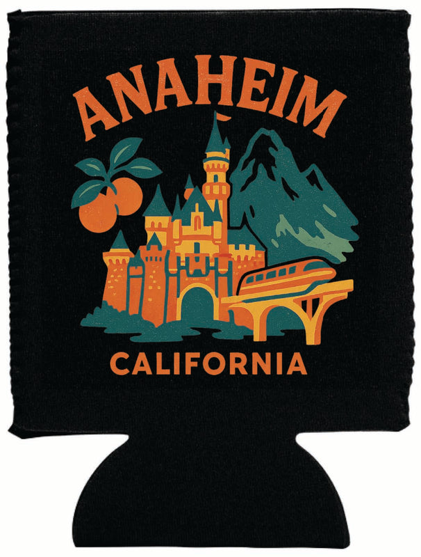 Anaheim California Vintage Design Souvenir Neoprene Can Hugger Black