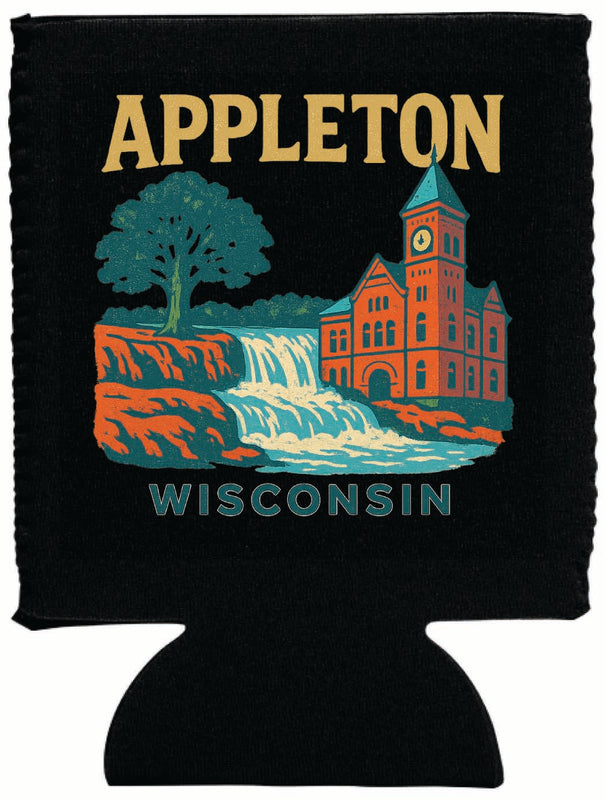Appleton Wisconsin Vintage Design Souvenir Neoprene Can Hugger Black