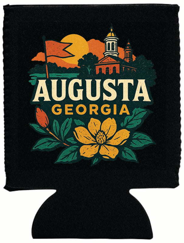 Augusta Georgia Vintage Design Souvenir Neoprene Can Hugger Black