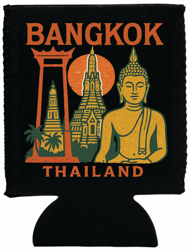 Bangkok Thailand Vintage Design Souvenir Neoprene Can Hugger Black
