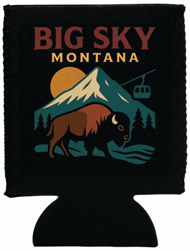 Big Sky Montana Vintage Design Souvenir Neoprene Can Hugger Black