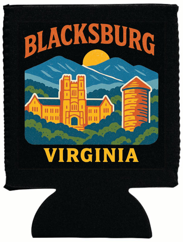 Blacksburg Virginia Vintage Design Souvenir Neoprene Can Hugger Blue Blue