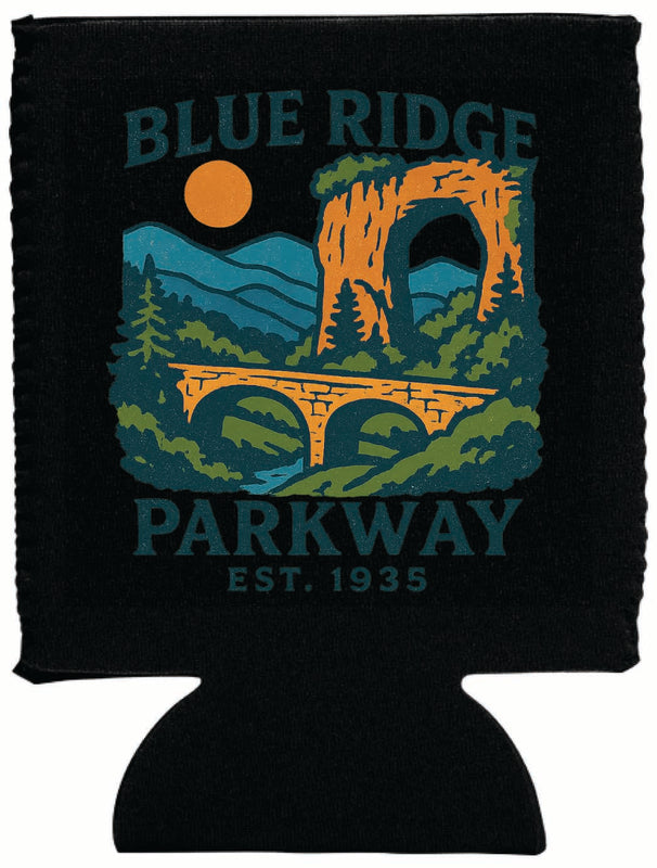 Blue Ridge Parkway Vintage Design Souvenir Neoprene Can Hugger Black