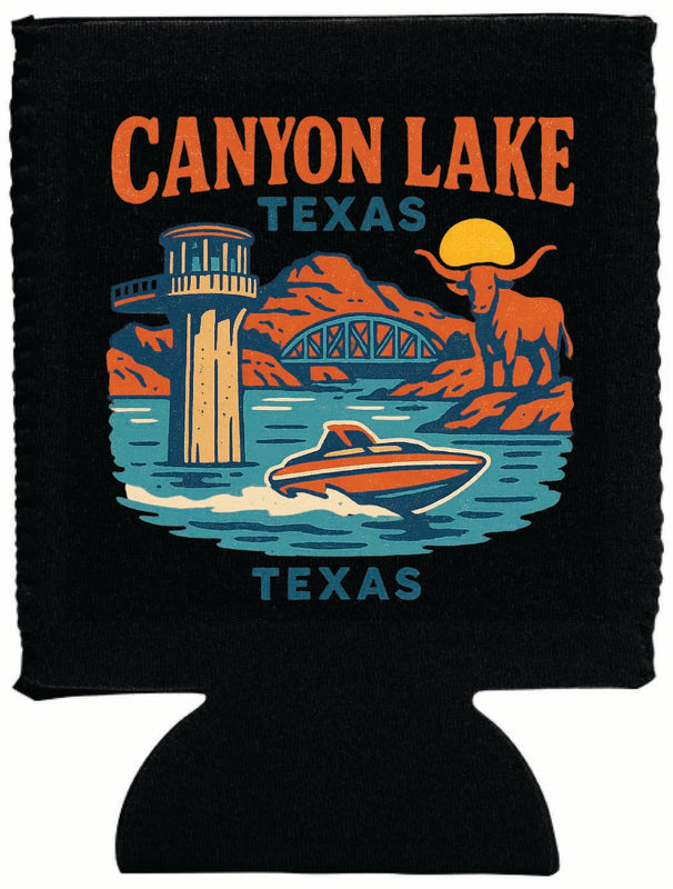 Canyon Lake Texas Vintage Design Souvenir Neoprene Can Hugger Black