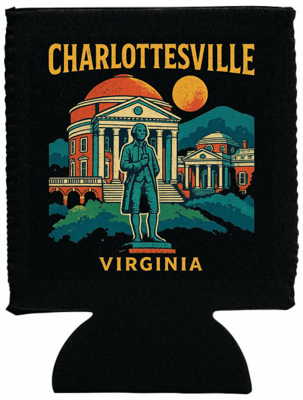 Charlottesville Virginia Vintage Design Souvenir Neoprene Can Hugger Black