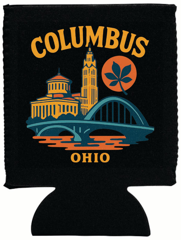 Columbus Ohio Vintage Design Souvenir Neoprene Can Hugger Black