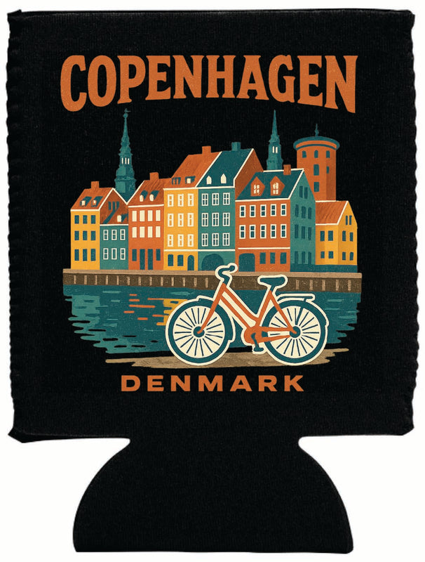 Copenhagen Denmark Vintage Design Souvenir Neoprene Can Hugger Black