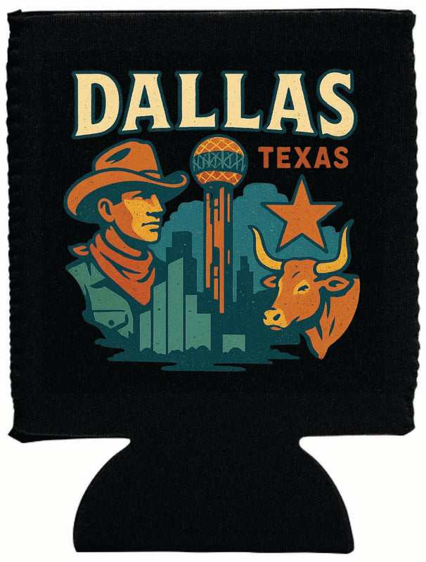 Dallas Texas Vintage Design Souvenir Neoprene Can Hugger Black