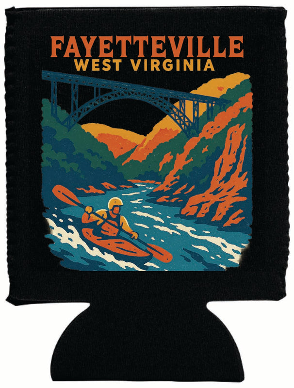 Fayetteville West Virginia Vintage Design Souvenir Neoprene Can Hugger Black