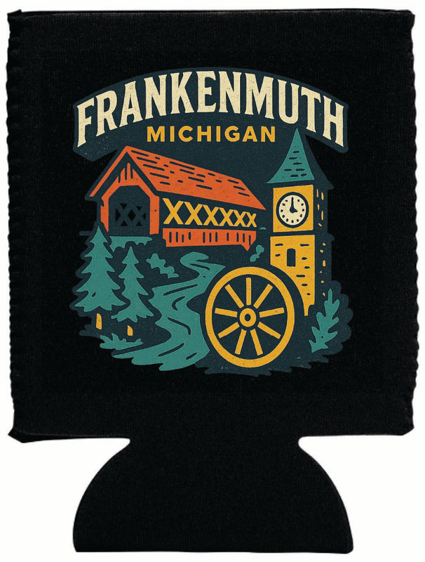 Frankenmuth Michigan Vintage Design Souvenir Neoprene Can Hugger Black