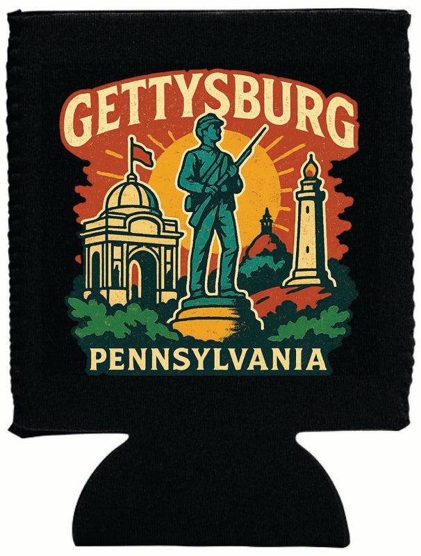 Gettysburg Pennsylvania Vintage Design Souvenir Neoprene Can Hugger Black