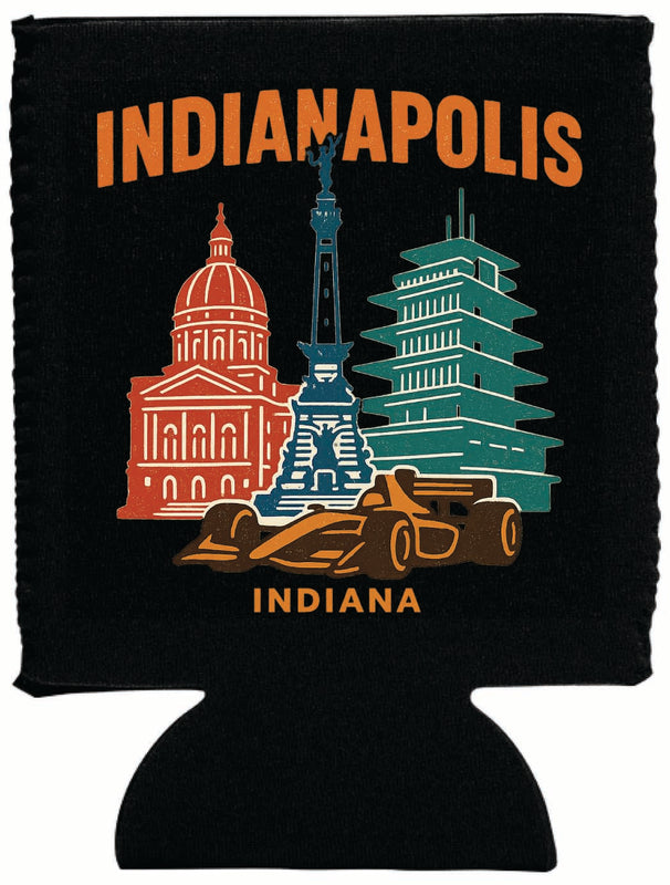 Indianapolis Indiana Vintage Design Souvenir Neoprene Can Hugger Black