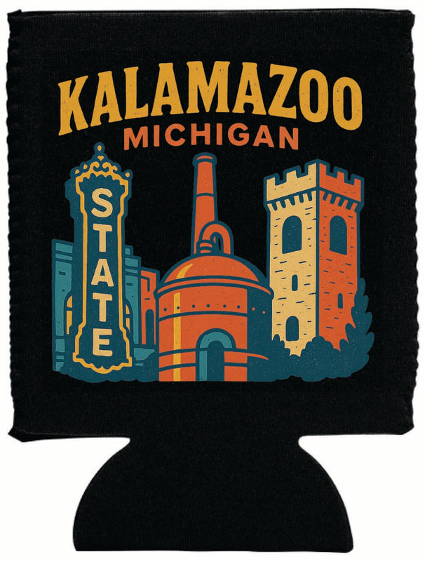 Kalamazoo Michigan Vintage Design Souvenir Neoprene Can Hugger Black