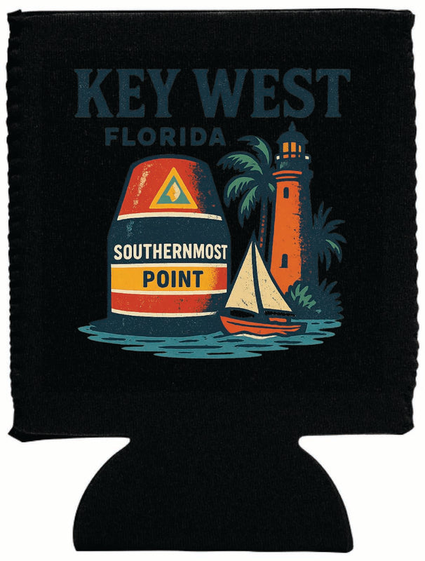 Key West Florida Vintage Design Souvenir Neoprene Can Hugger Black