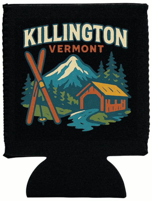 Killington Vermont Vintage Design Souvenir Neoprene Can Hugger Black