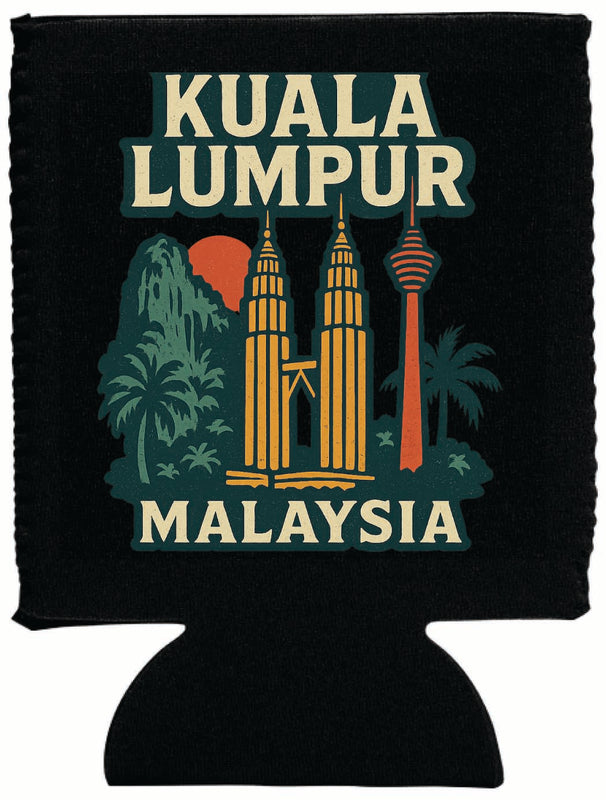 Kuala Lumpur Malaysia Vintage Design Souvenir Neoprene Can Hugger Black