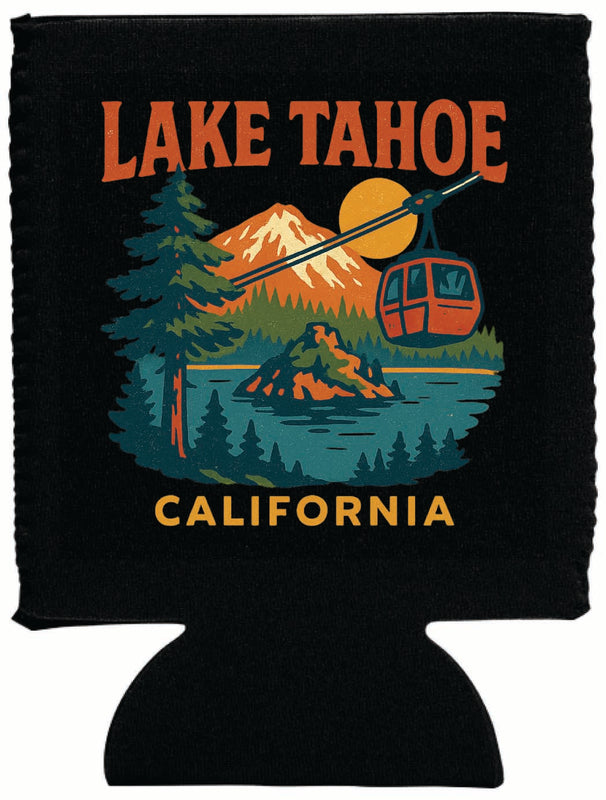 Lake Tahoe California Vintage Design Souvenir Neoprene Can Hugger Black