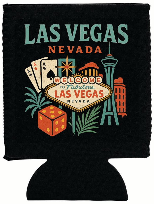 Las Vegas Nevada Vintage Design Souvenir Neoprene Can Hugger Black