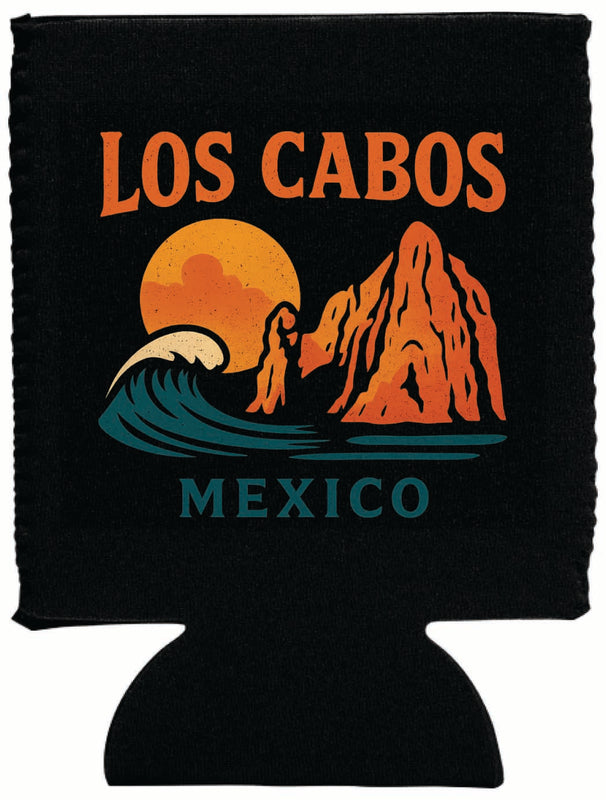 Los Cabos Mexico Vintage Design Souvenir Neoprene Can Hugger Black