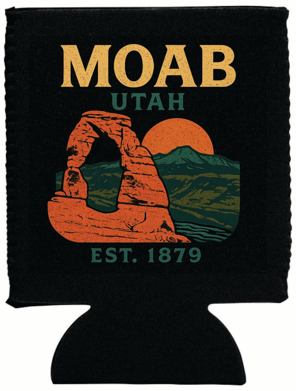 Moab Utah Vintage Design Souvenir Neoprene Can Hugger Black