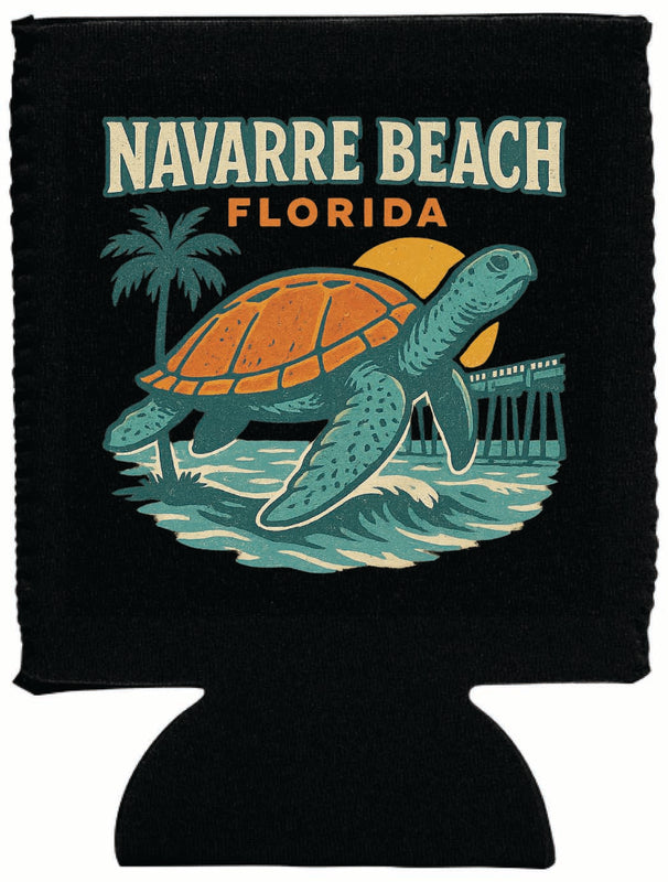 Navarre Beach Florida Vintage Design Souvenir Neoprene Can Hugger Black