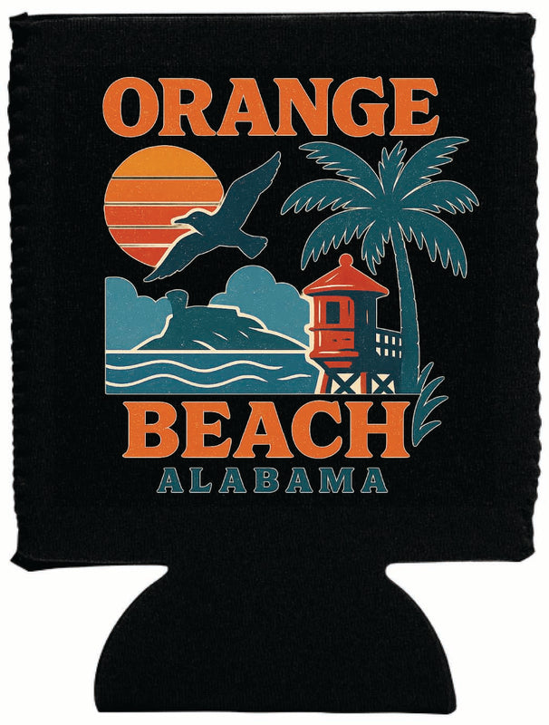 Orange Beach Alabama Vintage Design Souvenir Neoprene Can Hugger Black