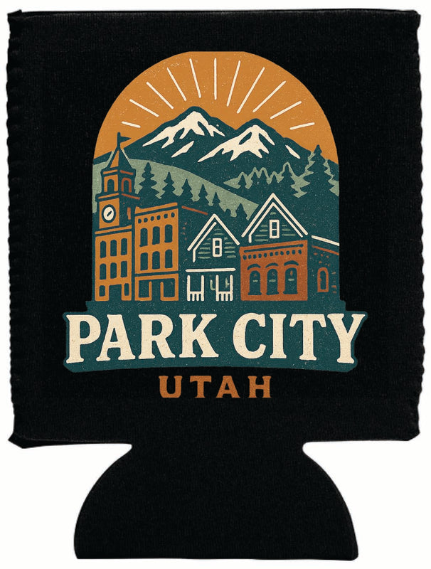 Park City Utah Vintage Design Souvenir Neoprene Can Hugger Black
