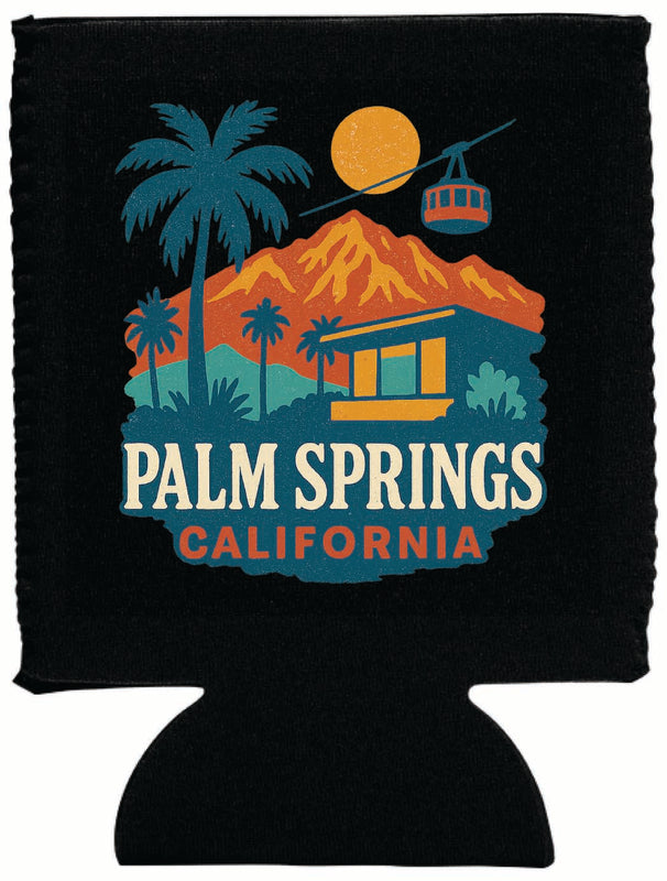 Palm Springs California Vintage Design Souvenir Neoprene Can Hugger Black