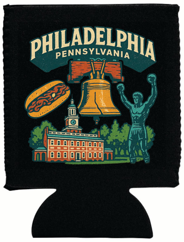 Philadelphia Pennsylvania Vintage Design Souvenir Neoprene Can Hugger Black