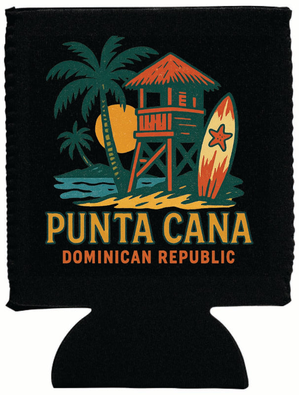 Punta Cana Dominican Republic Vintage Design Souvenir Neoprene Can Hugger Black