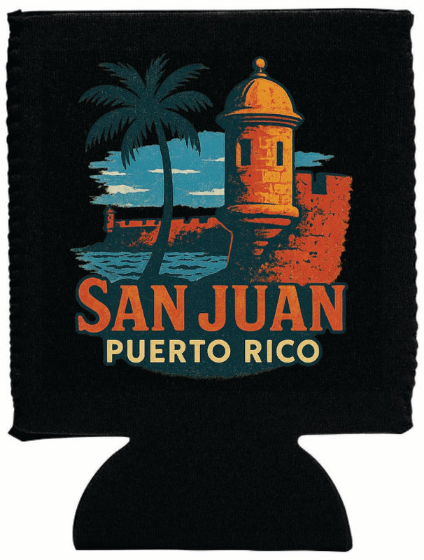 San Juan Puerto Rico Vintage Design Souvenir Neoprene Can Hugger Black
