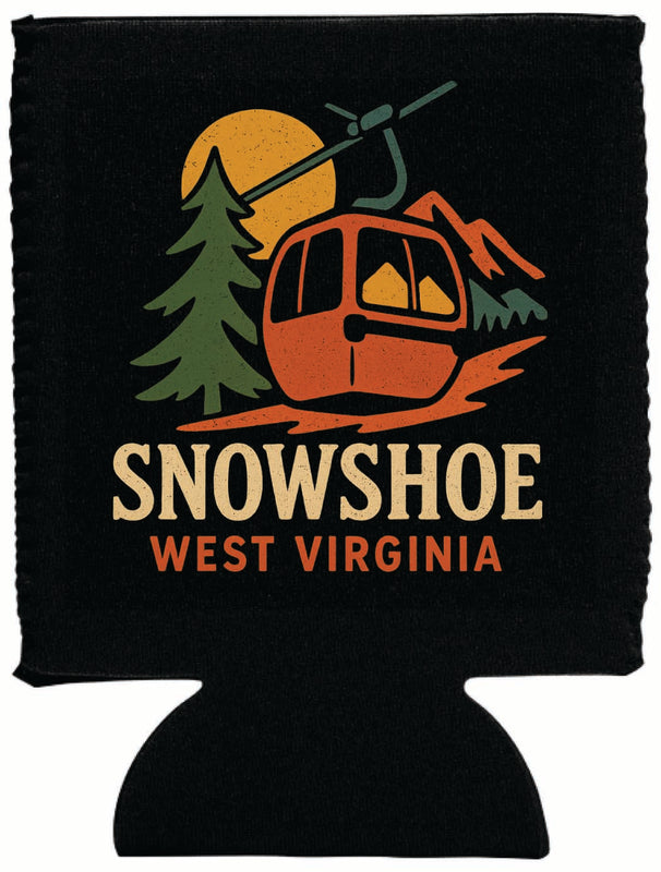 Snowshoe West Virginia Vintage Design Souvenir Neoprene Can Hugger Black