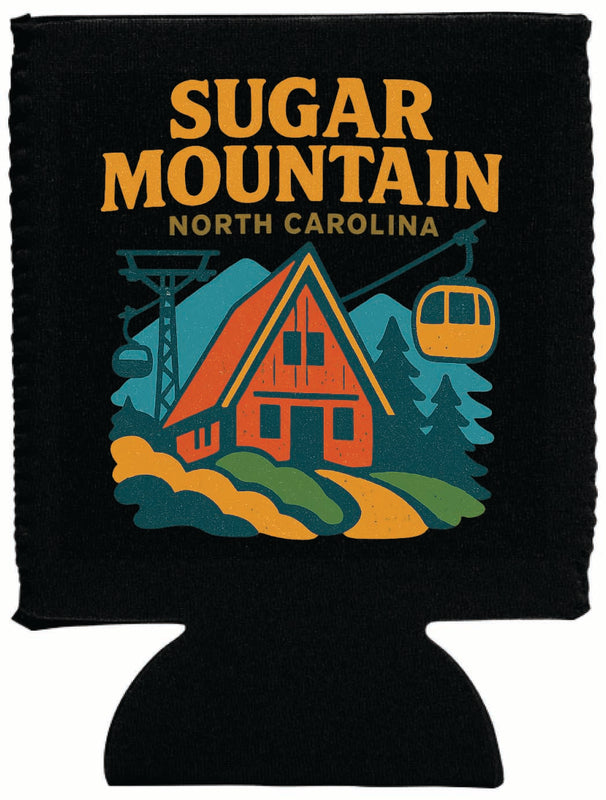 Sugar Mountain North Carolina Vintage Design Souvenir Neoprene Can Hugger Black