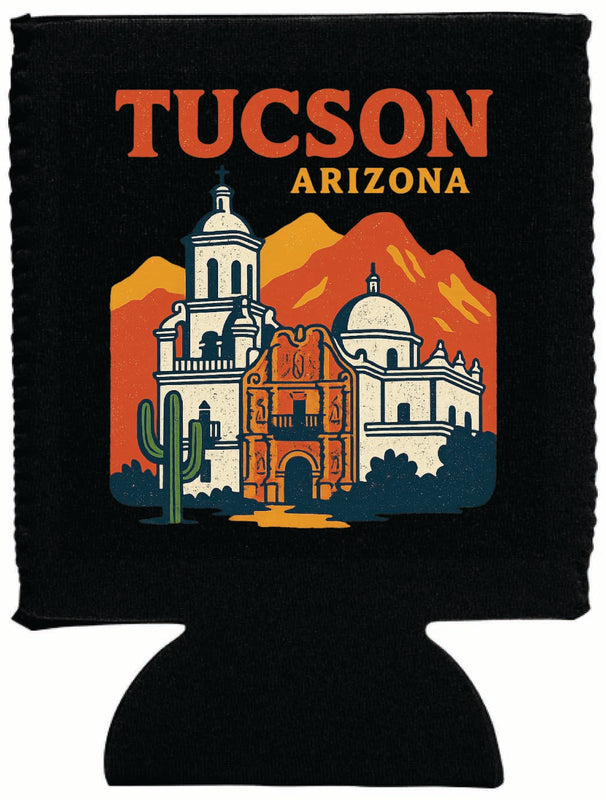 Tucson Arizona Vintage Design Souvenir Neoprene Can Hugger Black