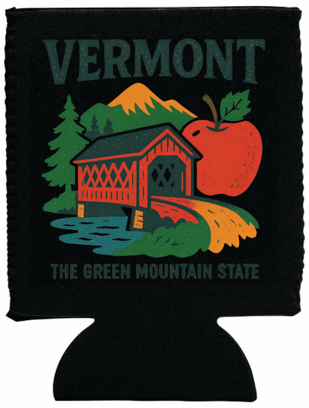 Vermont Vintage Design Souvenir Neoprene Can Hugger Black