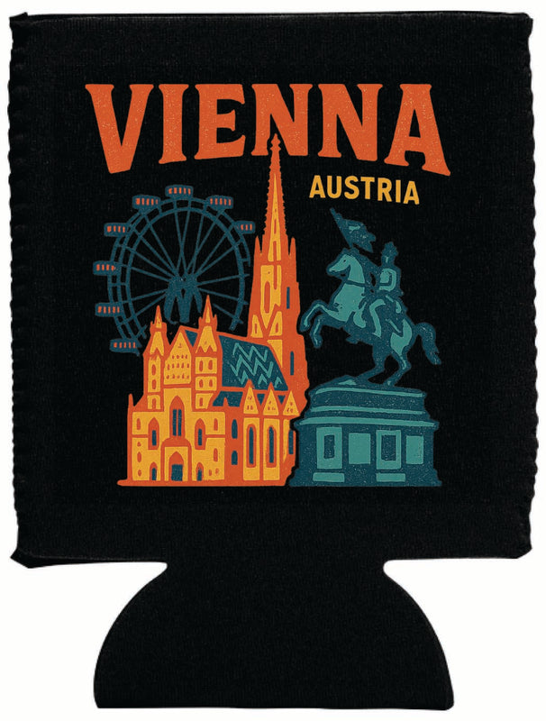 Vienna Austria Vintage Design Souvenir Neoprene Can Hugger Black